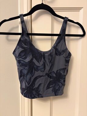lululemon athletica Gray Blue Floral-Print Cropped Sports Bra Tank
